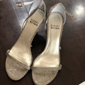 Stuart Weitzman Gold Mesh Strappy Low Heel